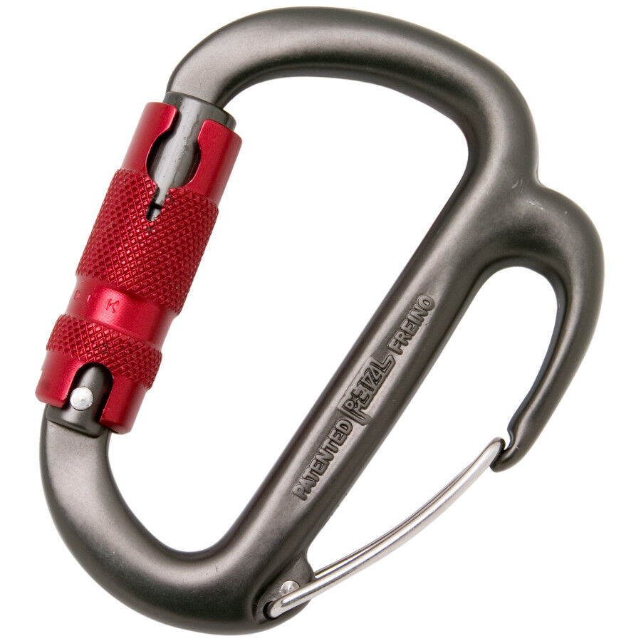 CARABINER WITH FRICTION SPUR MOSCHETTONE FREINO PETZL PER ALPINISMO