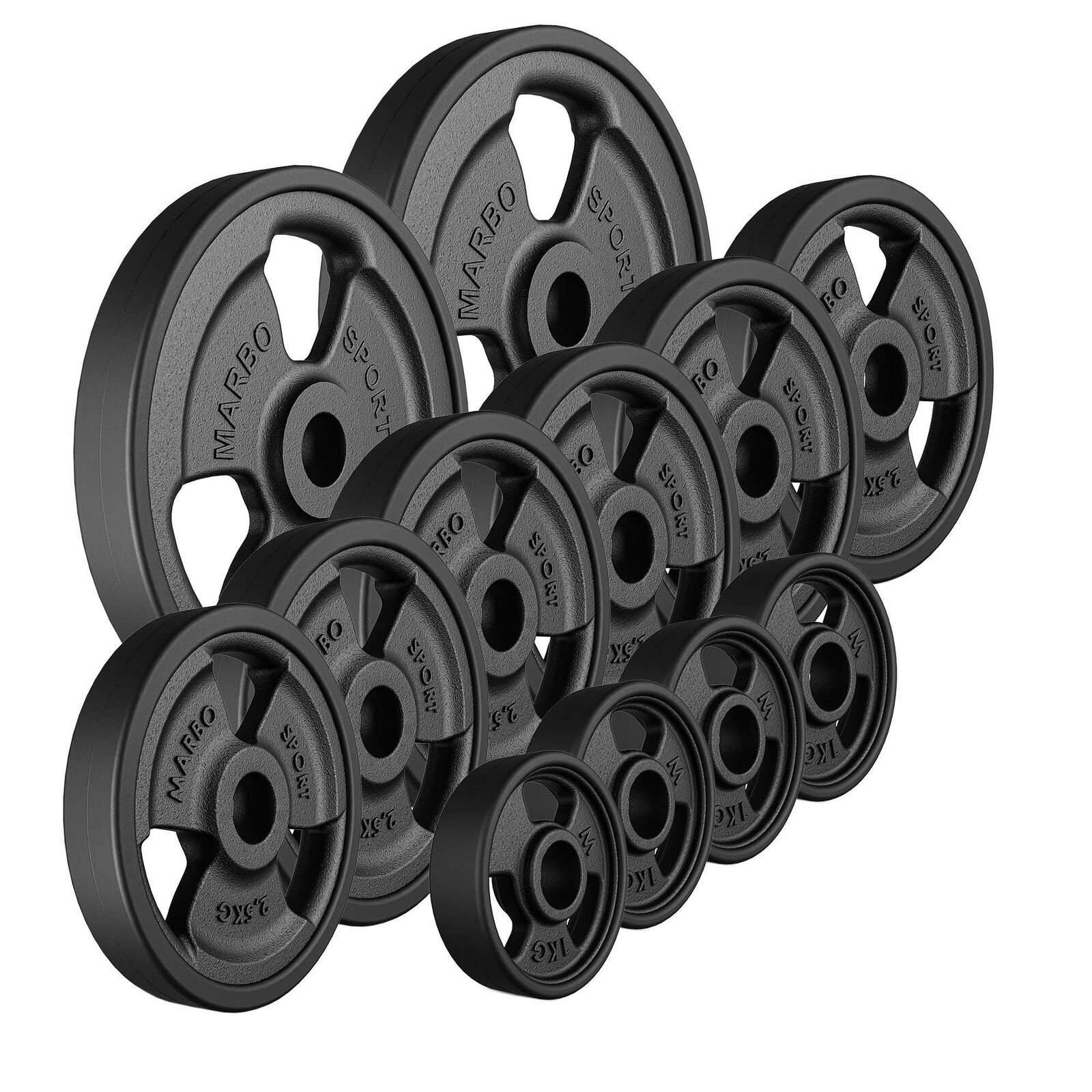 Set di piastre gommate Marbo Sport Tri-Grip 29 kg 2x5kg+6x2,5kg+4x1kg