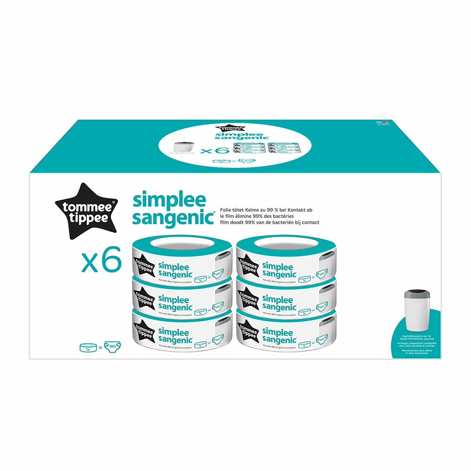 Tommee Tippee Simplee Sangenic Cassettes (Pack of 6)