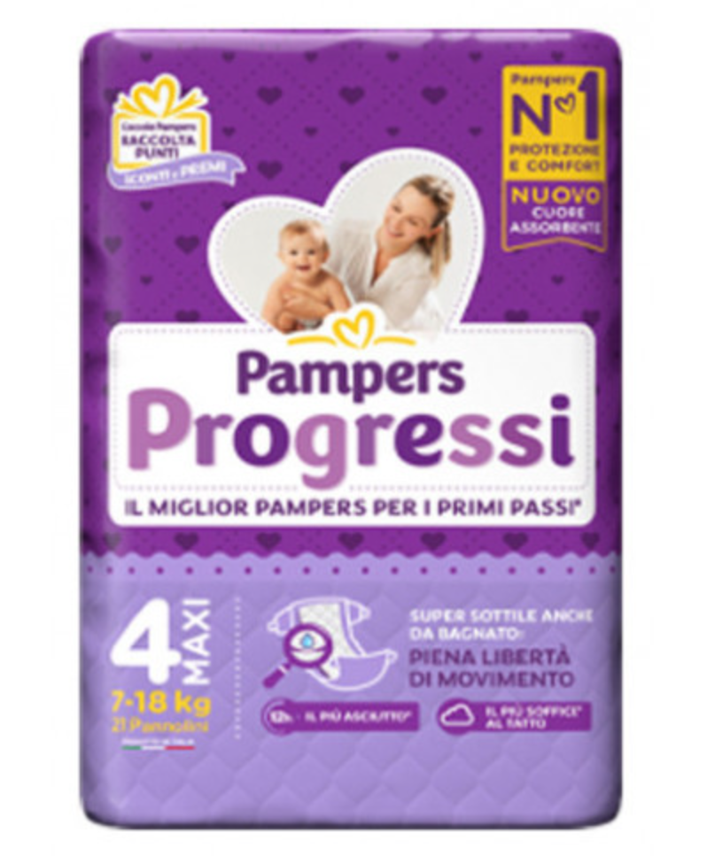 Pampers Progressi 4 7-18 Kg. 21 Pezzipannolini