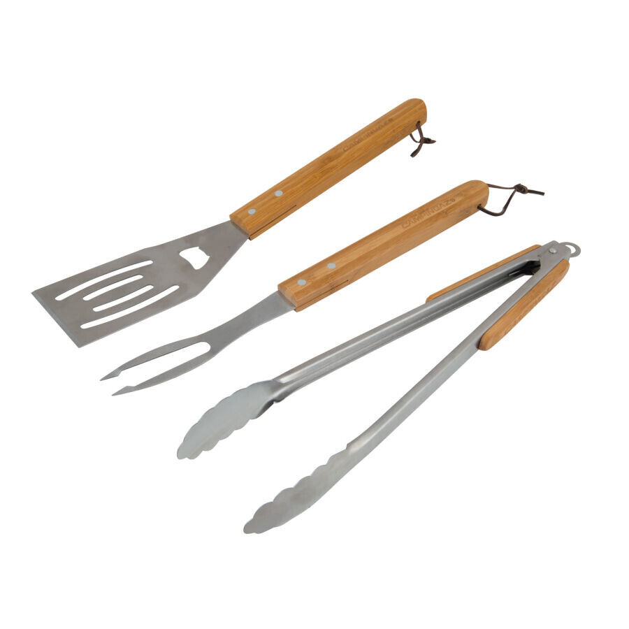 Set Barbecue Campingaz 3 pezzi inox tenaglia forchettone paletta manico legno