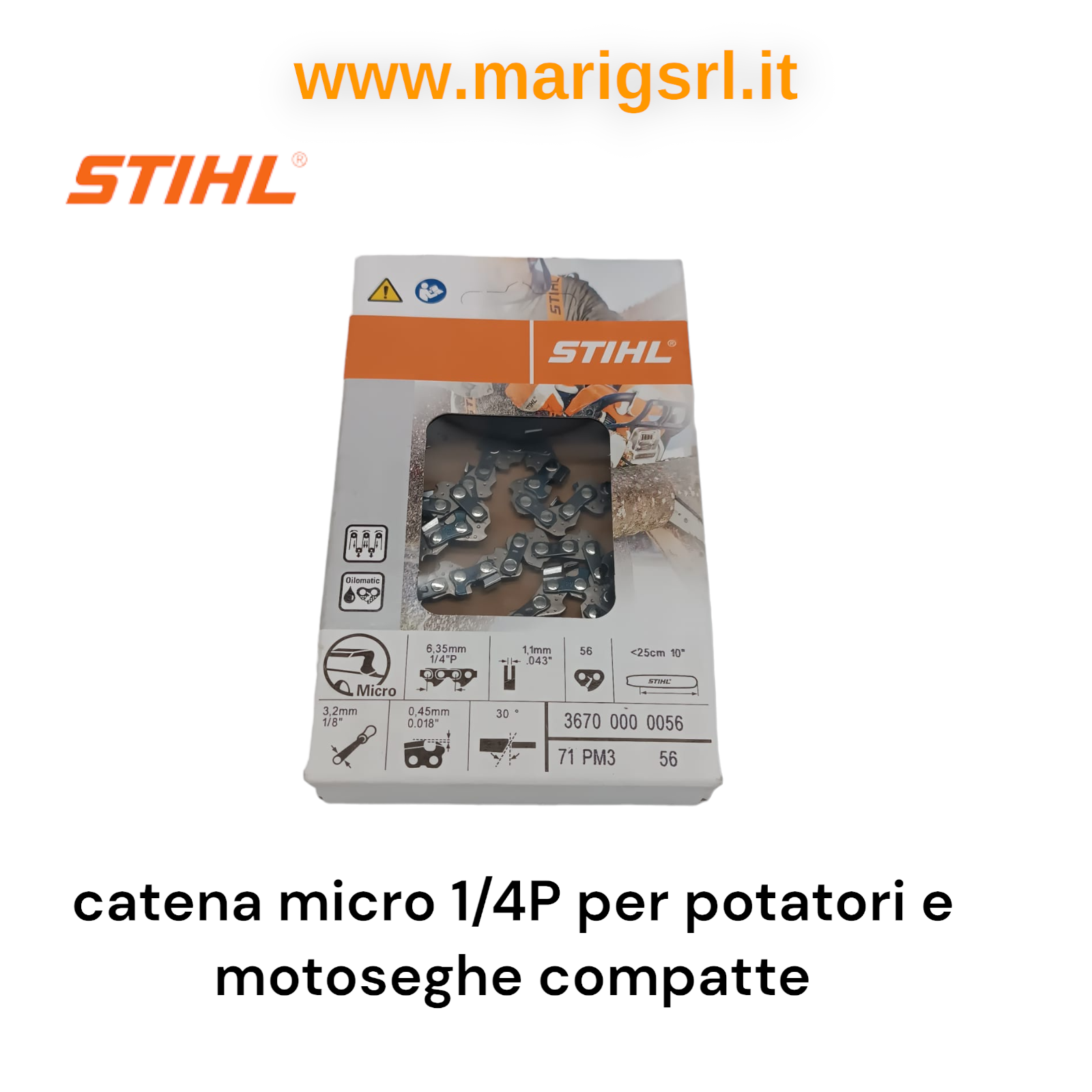 Catena STIHL Micro 1/4P 25 cm 1,1 56M motosega potatore HT 56 103 105 133 HTA 50