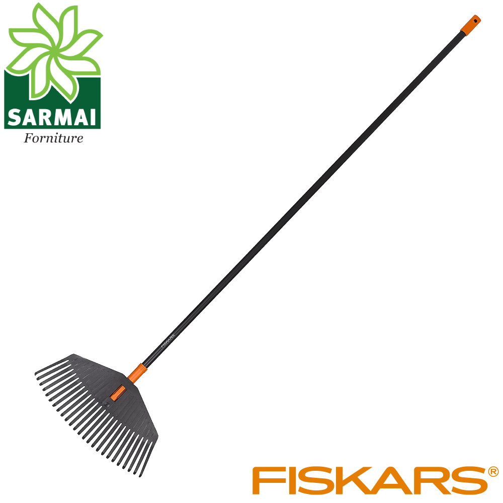 Fiskars Scopa per foglie Solid M rastrello denti resistenti flessibili + manico