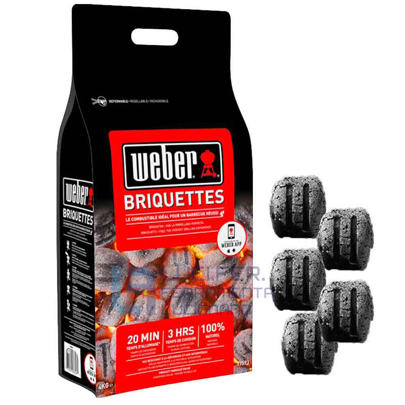 CARBONE A BRICCHETTI DI ALTA QUALITA' KG.4 WEBER BRIQUETTES PER BARBECUE E GRILL