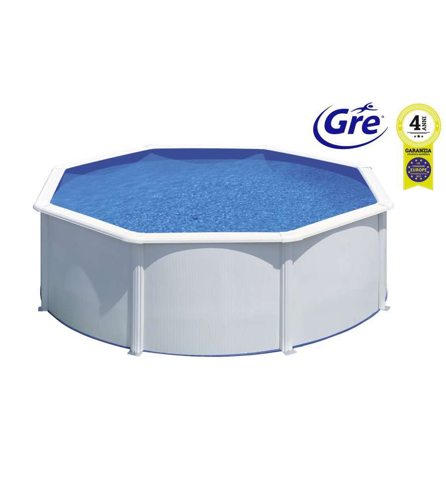 PISCINA FUORI TERRA TONDA 460X120 CM "FIDJI" CON FILTRO A SABBIA, SKIMMER E S...