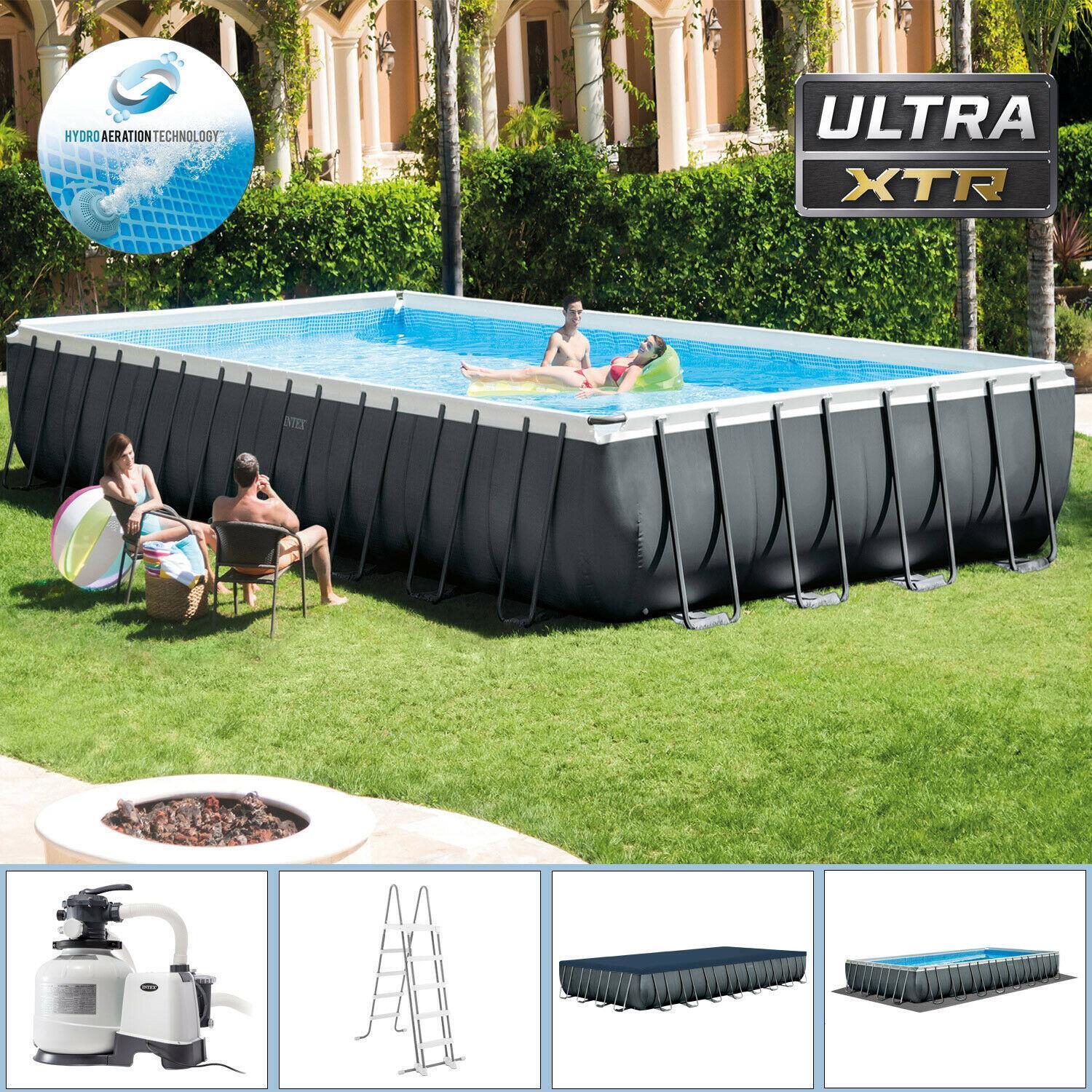 Intex 26374 Piscina Ultra XTR Frame Rettangolaree 975x488x132cm, Pompa, Scaletta