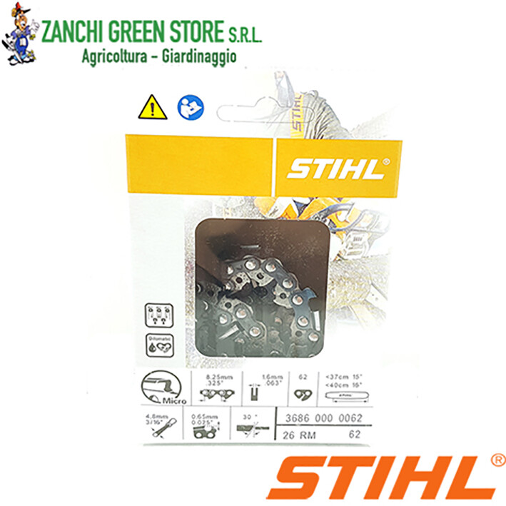 CATENA MOTOSEGA STIHL 62 MAGLIE 325" 1,6mm BARRA SPRANGA 37/40cm 36860000062
