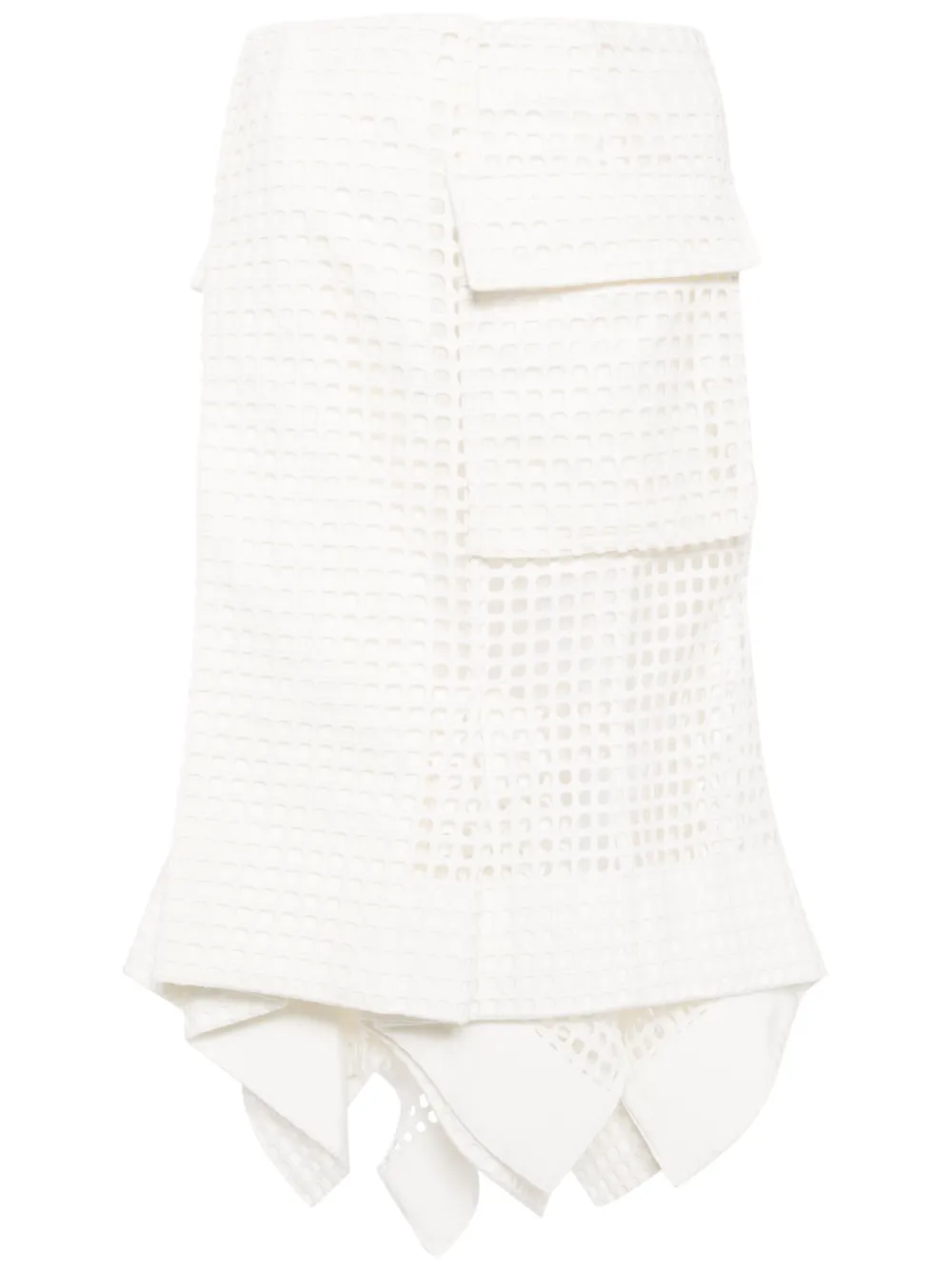 sacai handkerchief cotton midi skirt - Bianco