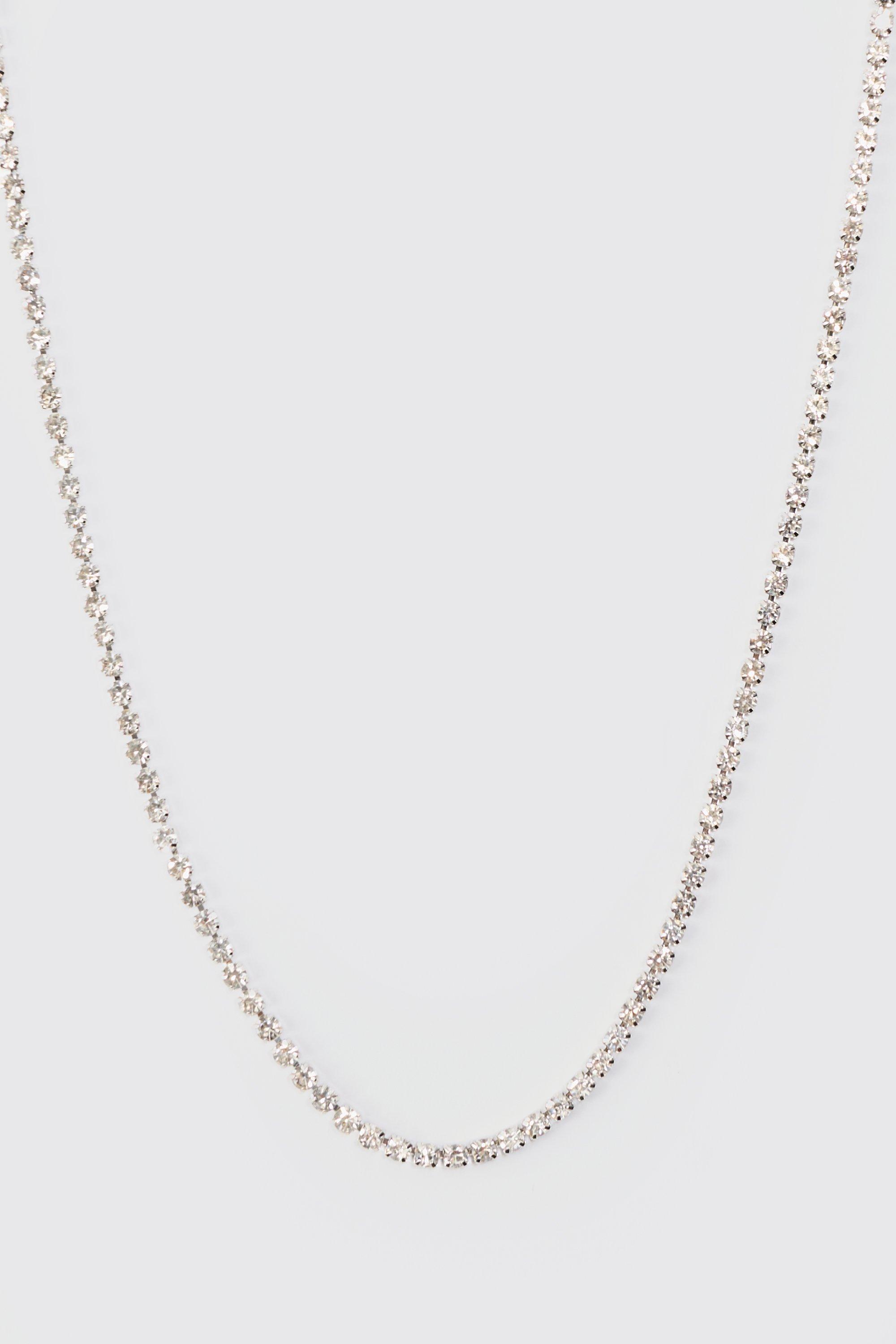 Iced Chain Necklace In Silver, Grigio