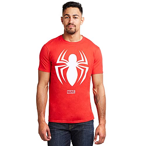 Marvel Spiderman Logo T-Shirt, Cherry Red, Medium Uomo