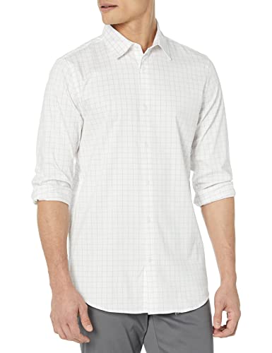 Amazon Essentials Camicia Elegante Elasticizzata A Manica Lunga Vestibilità Slim Uomo, Lavanda A Quadri, M