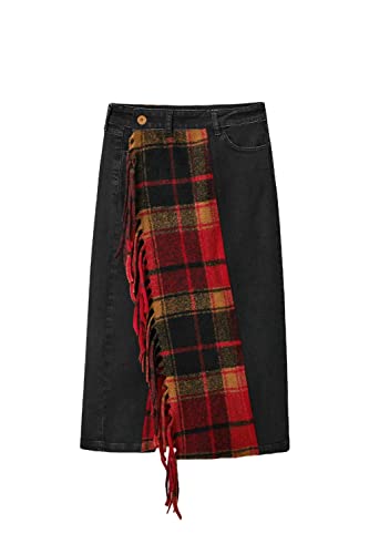 Desigual Fal_Dora 5009 Denim Nero Gonna, Blu, S Donna