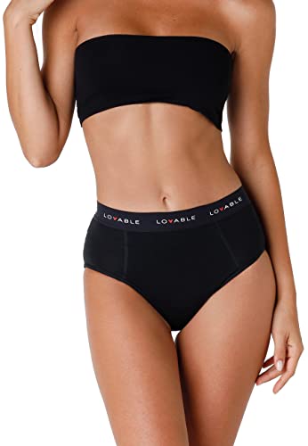 Lovable Slip Alto Da Ciclo Mestruale Flusso Medio Period Panties Donna, Nero, M