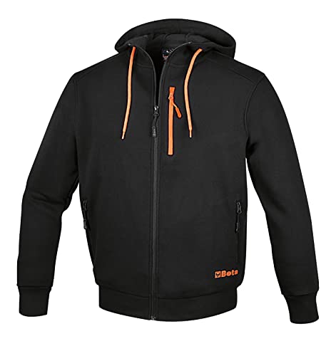 Beta 7665N Felpa Da Lavoro Con Zip Lunga E Con Cappuccio Da Uomo O Unisex, Felpa Multitasche Composta Dal 60% Cotone, 40% Poliestere, 280 G, Con Ca