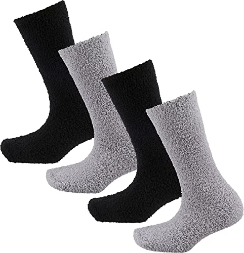 Camano 1103482000 - Damen Sustainable Cosy Kuschel Socken 4 Paar, Black, Größe 39/42, Calzini Accoglienti Donna, Black,