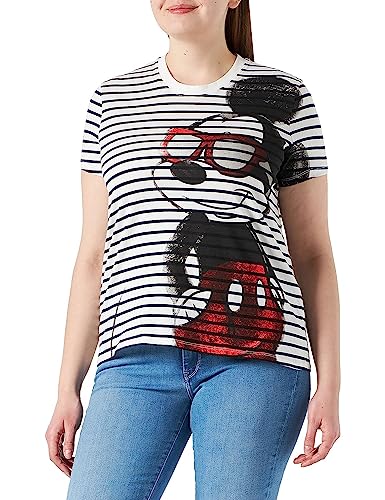 Desigual Ts_Mickey Vida Chula T-Shirt, White, S Da Donna