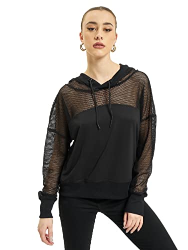 Urban Classics Felpa Con Cappuccio Da Donna, Felpa Con Cappuccio Donna, Nero (Black 00007), S