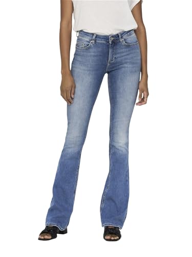 Only Onlblush Life Mid Flared Dnm Tai467 Noos Jeans, Light Blue Denim, M/32 Da Donna