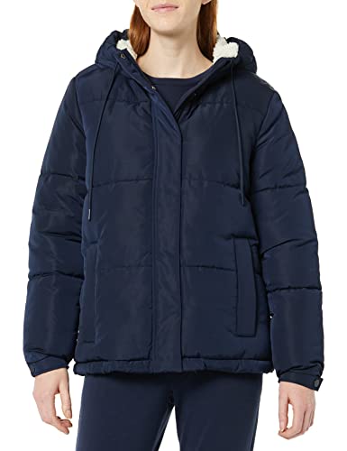 Amazon Essentials Piumino Con Cappuccio Impermeabile Foderato In Sherpa (Disponibile In Taglie Forti) (Precedentemente Amazon Aware) Donna, Blu Marino