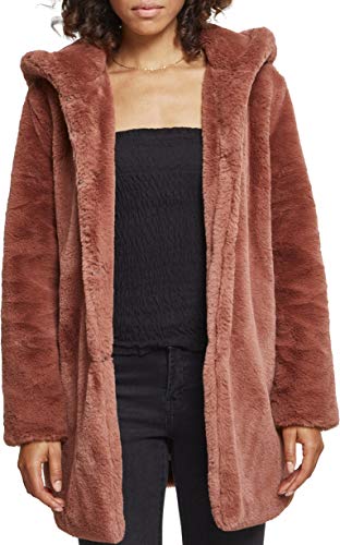 Urban Classics Giubbotto Donna Ecopelliccia Con Cappuccio Extra Grande, Cappotto In Pile Corto, Tasche Laterali E Chiusura Ad Occhiello, Taglie Da Xs 