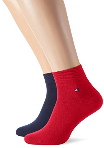 Tommy Hilfiger Quarter, Calzini Uomo, Navy/Rosso, 39-42