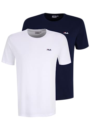 Fila Brod Double Pack T-Shirt, Bright White-Medieval Blue, Xl Uomo