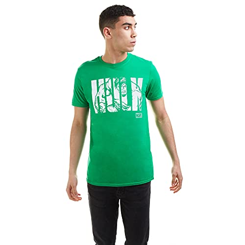 Marvel Hulk Text T-Shirt, Verde (Irish Green Grn), (Taglia Produttore: Small) Uomo
