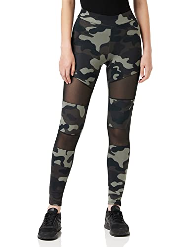 Urban Classics Leggings Donna Motivo Mimetico Con Retina Trasparente, Camo Tech Mesh, Materiale Opaco - Pantaloni Sportivi, Taglia: Xs Colore Darkcamo