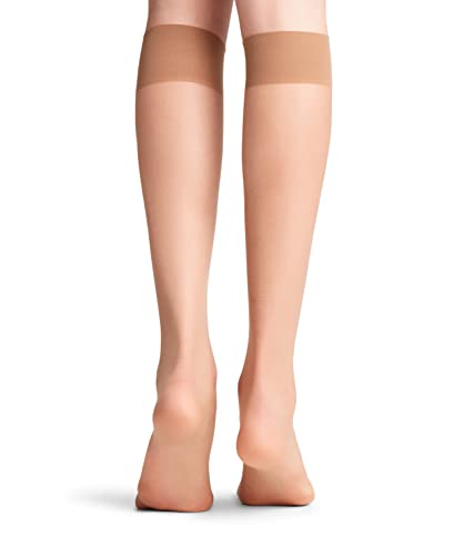 Falke Seidenglatt 15 Den W Kh Trasparenti Velati Tinta Unita 1 Paio, Calzini Lunghi Donna, Effetto Pelle (Powder 4169), 39-42