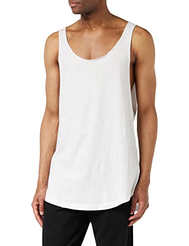 Urban Classics Long Shaped Open Edge Loose Tank Canottiera Sportiva, Bianco (White 220), L Uomo