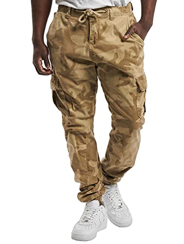 Urban Classics Pantaloni Cargo Da Uomo, Cargo Joggers Con Stampa Militare, Pantaloni Comodi Per Uomo, Pantaloni Joggings Con Apertura Gamba Elastica,