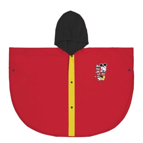 Cerdá Life'S Little Moments Poncho Antipioggia Di Mickey Mouse Per Bambini Waterproof, Rosso, 5-6 Anni Unisex Kids