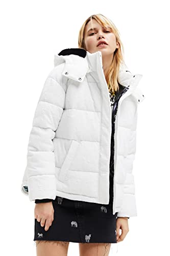 Desigual Padded_Estocolmo, 1000 White Cappotto Corto Imbottito, Xxl Da Donna