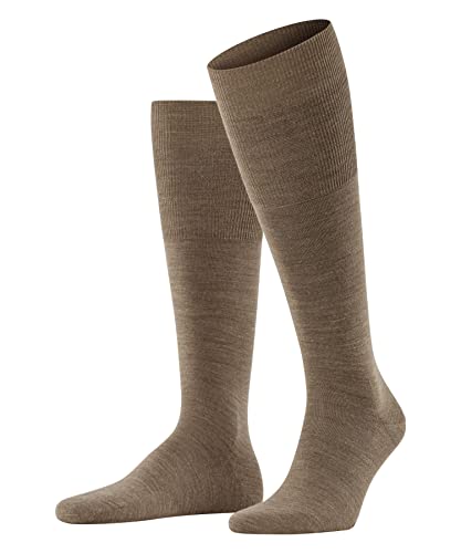 Falke Airport M Kh Lana Cotone Al Ginocchio Tinta Unita 1 Paio, Calzini Lunghi Uomo, Marrone (Nutmeg Melange 5410), 41-42