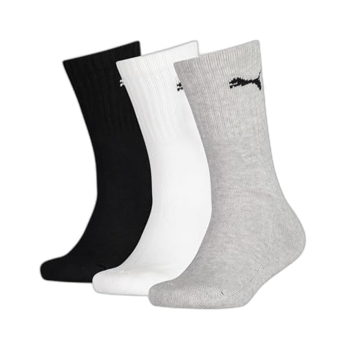 Puma Crew, Calzini Unisex - Bambini E Ragazzi, Grigio/Bianco/Nero, 35-38