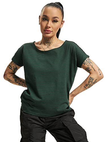Urban Classics Ladies Yarn Dyed Baby Stripe Tee T-Shirt, Multicolore (Dark/Green/Black 02055), Xs Donna