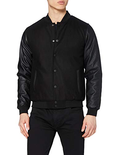 Urban Classics Giacca Oldschool College, Blk/Blk, 4Xl Uomo