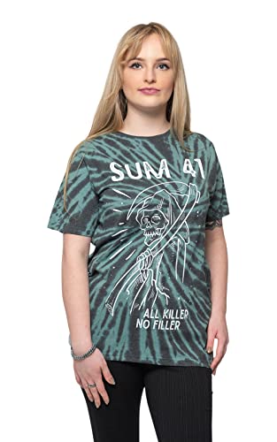 Sum 41 Sum41 Reaper Unisex Green Dip-Dye T-Shirt, T-Shirt Unisex - Adulto, Green,