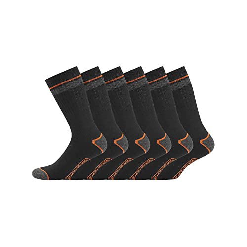 Black+Decker Calze Lavoro Uomo Resistente, Calzini Uomo In Rete Traspirante, Tacchi E Punte Rinforzate (Set Di 6), Nero, Taglie 43/46
