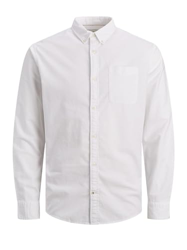 Jack & Jones Jjeoxford Shirt L/S S21 Noos Camicia, White/Fit: Slim Fit, S Uomo