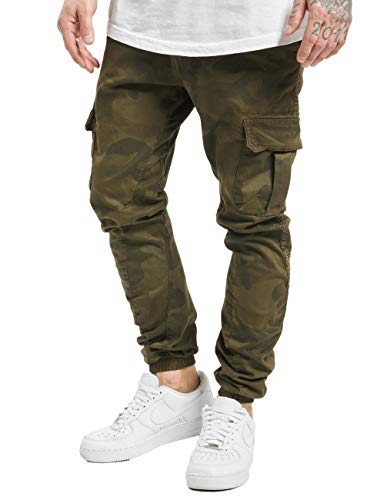 Urban Classics Pantaloni Cargo Da Uomo, Cargo Joggers Con Stampa Militare, Pantaloni Comodi Per Uomo, Pantaloni Joggings Con Apertura Gamba Elastica,