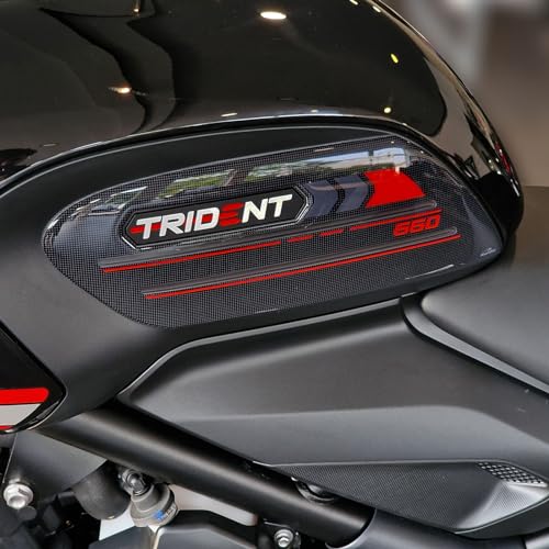 Resin Bike Adesivi Moto Compatibile Con Triumph Trident 660 2021-2023. Protezioni Laterali Serbatoio Da Urti E Graffi. Adesivi Resinati Con Effetto 3D
