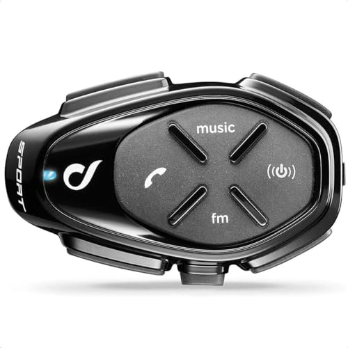 Interphone Sport - Singolo - Interfono Bluetooth Da Casco Per Comunicazione In Moto, Fino A 4 Motociclisti, Distanza 1Km, Autonomia 20 Ore, Mp3, Gps,