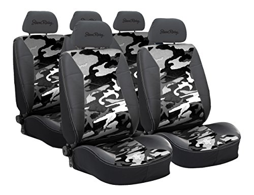 Simoni Racing Csr/Gcw Coprisedili Per Auto, Set Coprisedili Anteriori E Posteriori Con Poggiatesta, Coprisedili Universali, Camouflage Mimetico Bianco