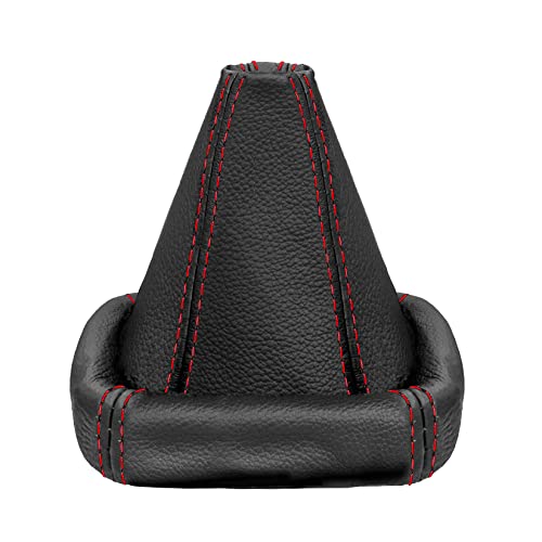 L & P Car Design L&P A0026 Cuffia Leva Sacco Del Cambio Nero Di Vera Vero Pelle Con Cucitura Rosso Marce Plug Play Di Cambio Manuale