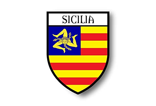 Akachafactory Sticker Adesivi Adesivo Stemma Citta Bandiera Auto Moto Siciliana Sicilia R2