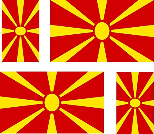 4 X Per Auto Adesivi, Moto, Valigia Per Pc Portatile, Motivo Bandiera Della Macedonia Macedo