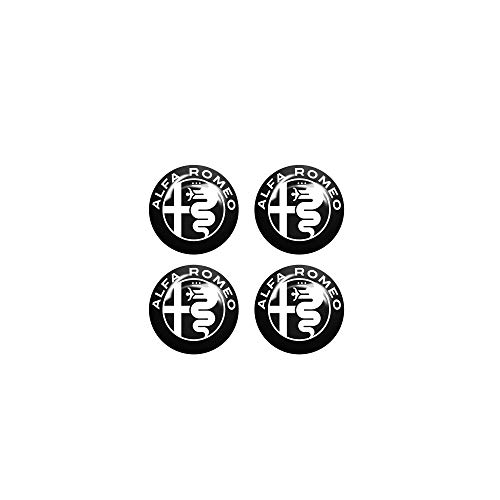 Alfa Romeo 21866 Adesivi 3D Ufficiali Logo Black, Diametro 9 Mm, 4 Pezzi