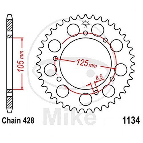 Corona 48 Denti Passo 428 Nera Diam.Int. 105 - Cerchio Fori 125