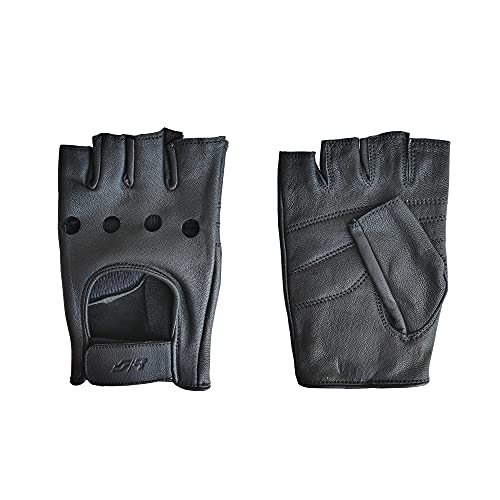 Simoni Racing Gv1M Guanti Da Guida Per Auto O Moto In Morbida Vera Pelle Nera, Taglia M